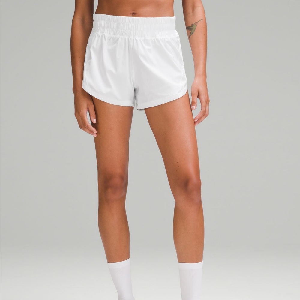 Lululemon Track That High Rise Lined Shorts 3”. Never worn